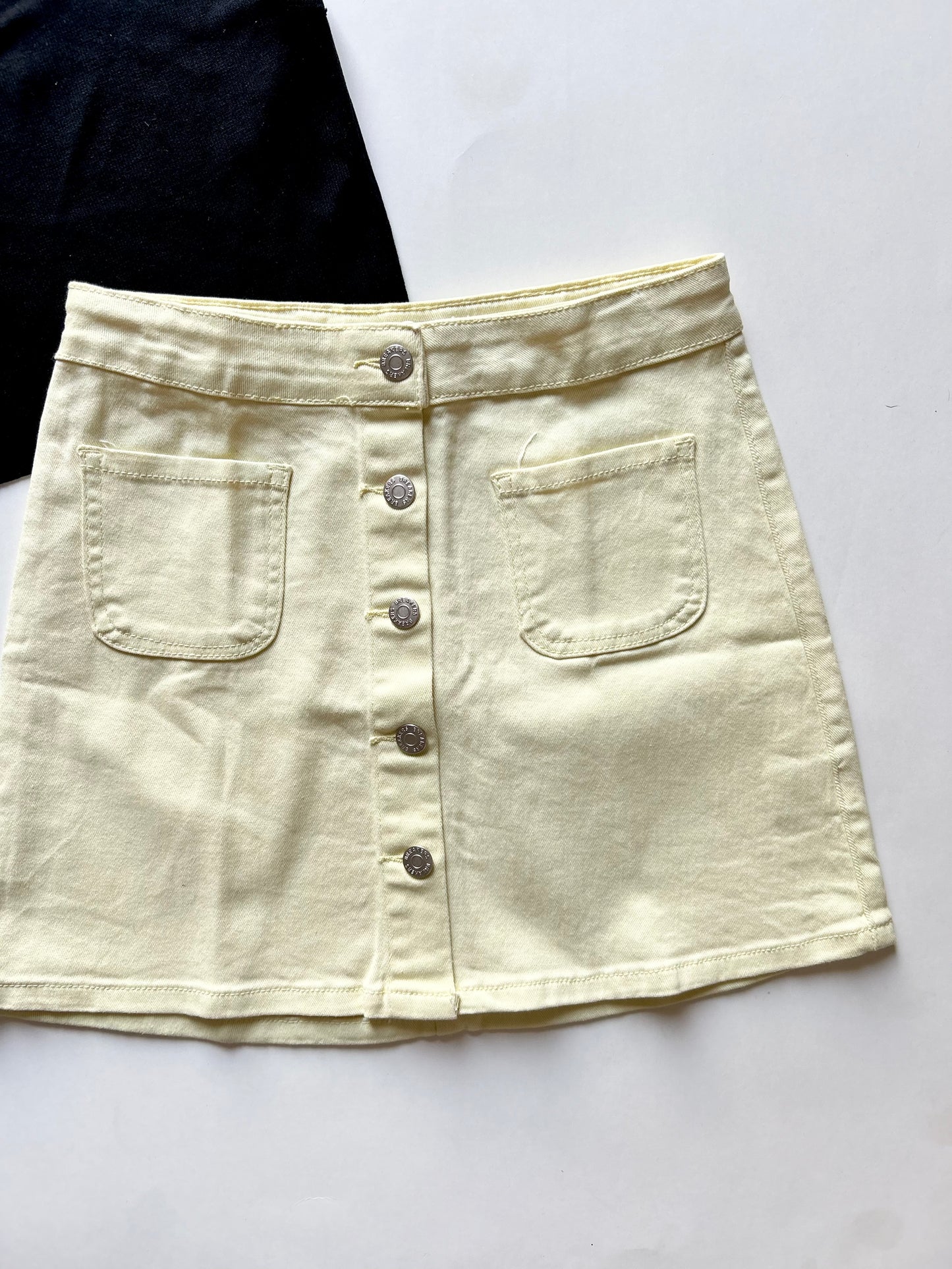 Pastel Yellow Denim Skirt Waist 26”
