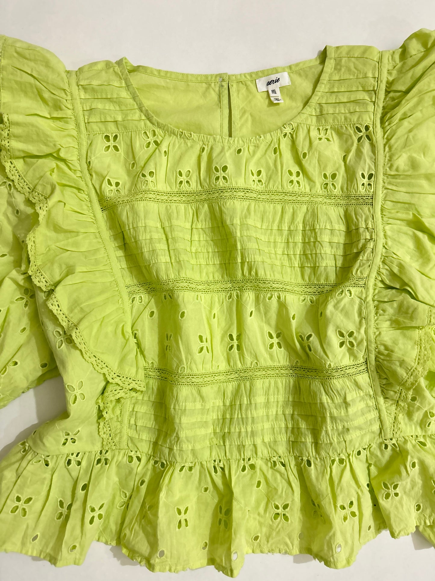 Neon Ruffle Cotton Top