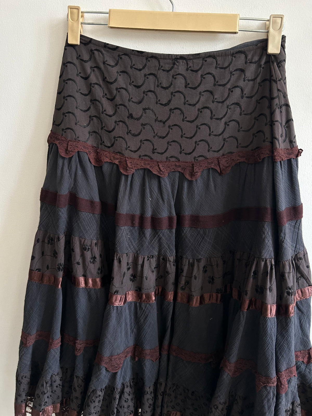 Boho Brown Ruffle Skirt