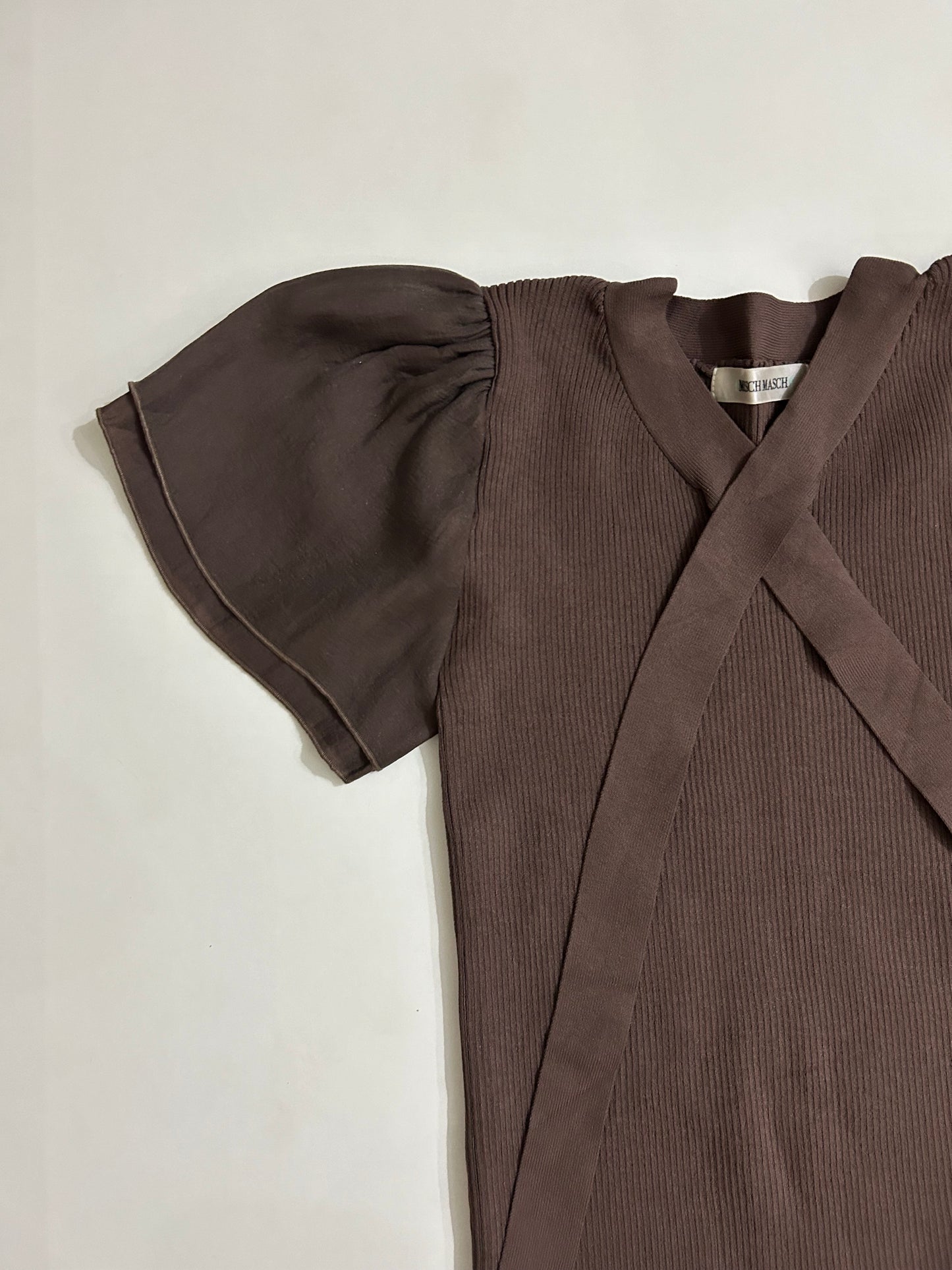 Brown Collar Strap Top