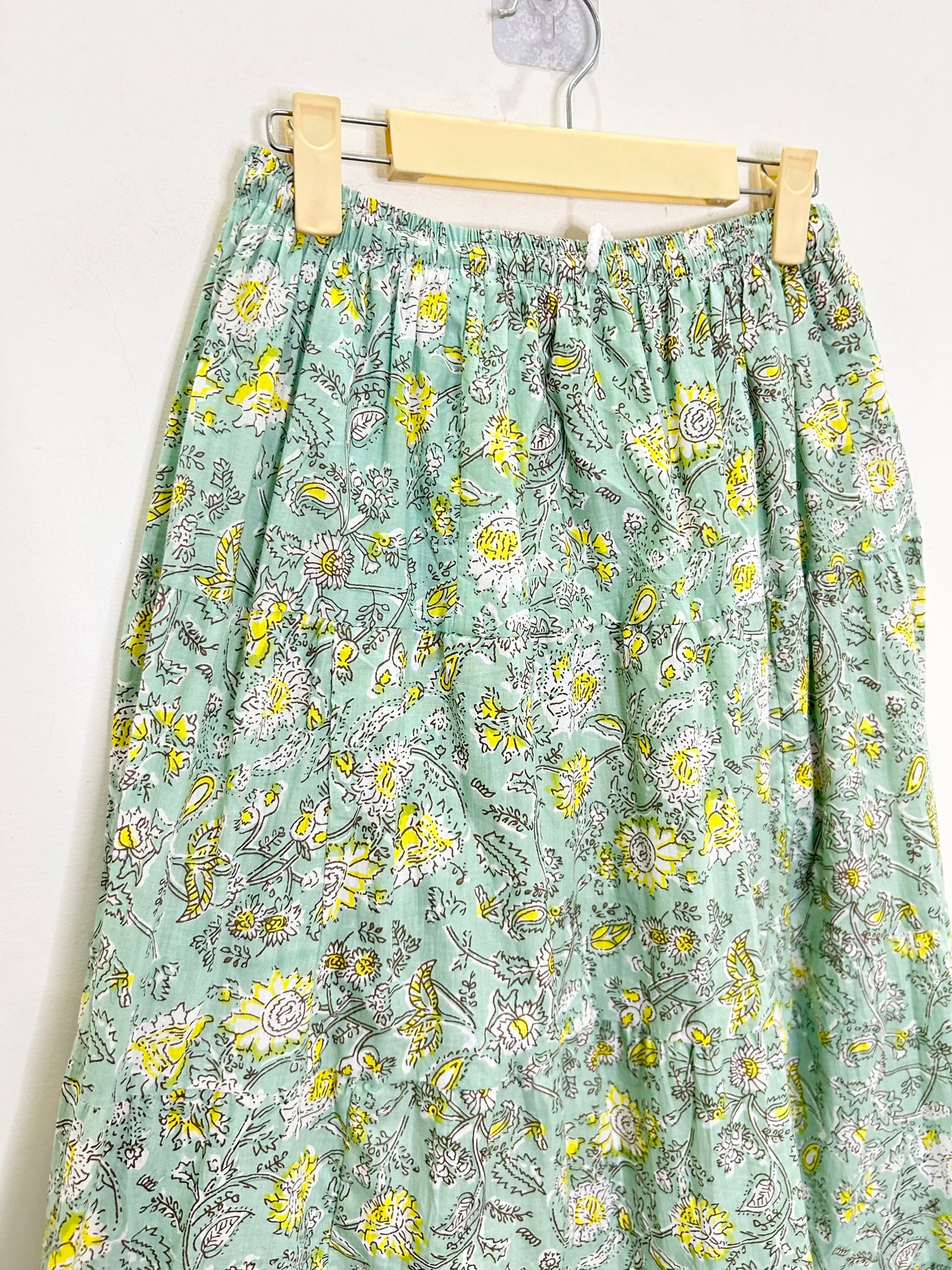 Handblock Printed Green Skirt