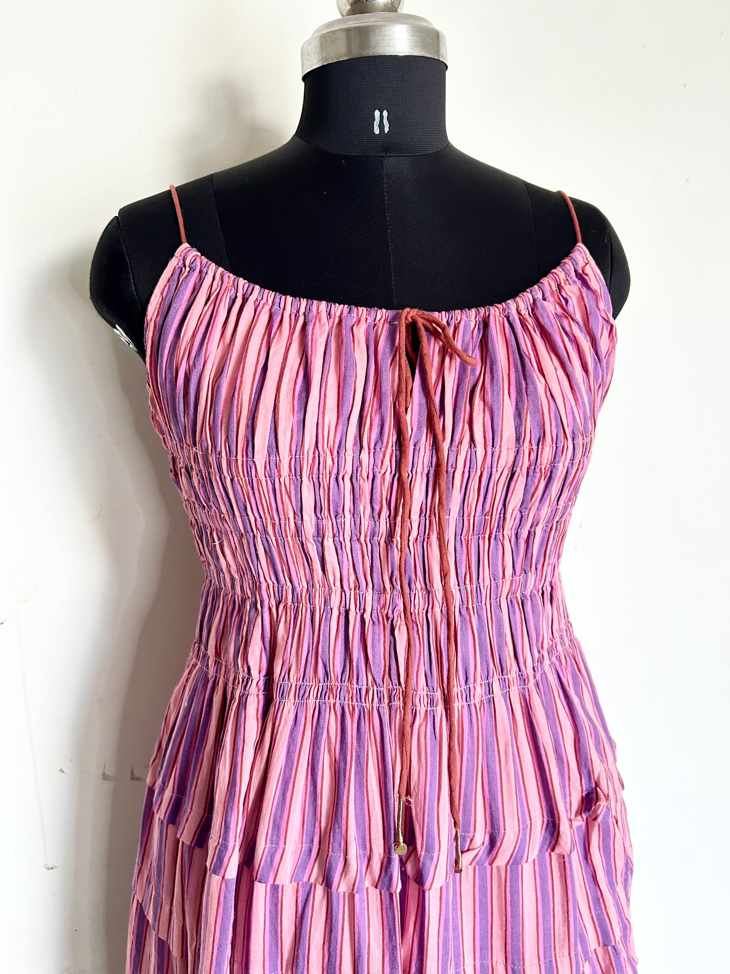Striped Cotton Ruffle Dress