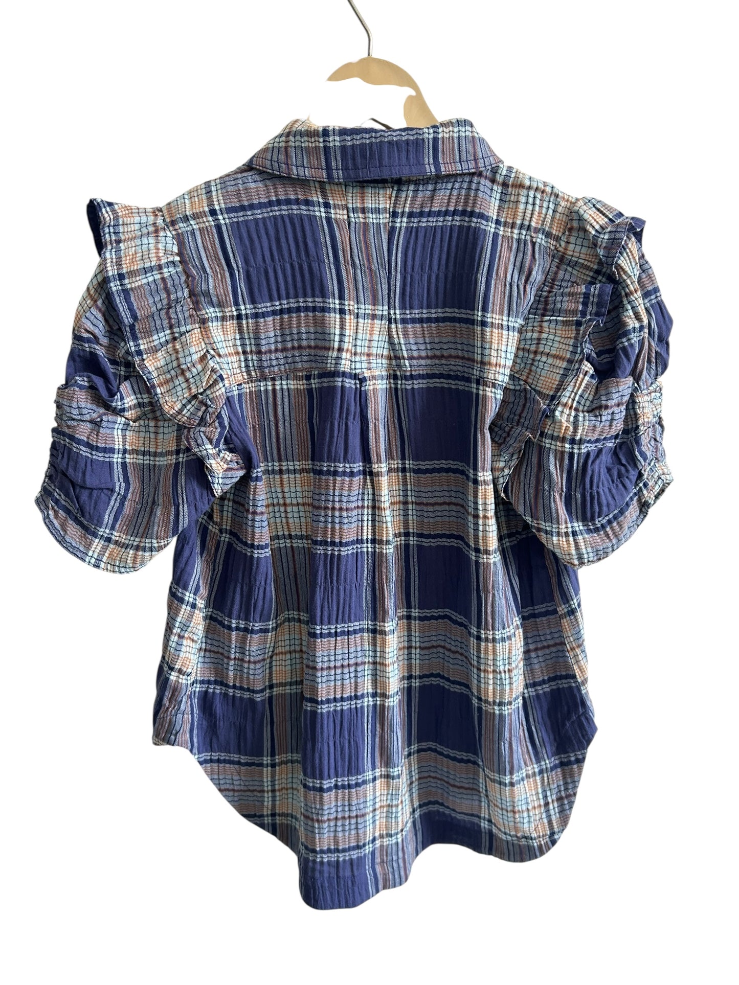 Blue Plaid Ruffle Shirt