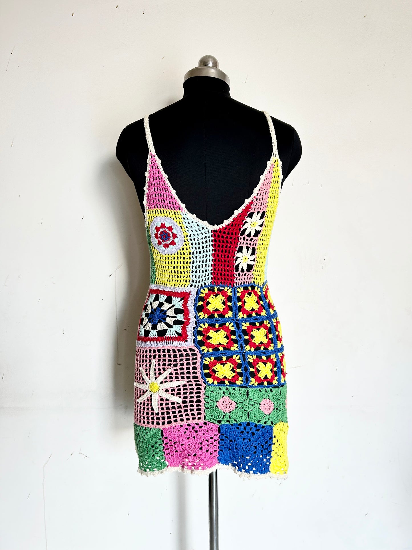 Reclaimed Vintage limited edition patchwork crochet mini dress