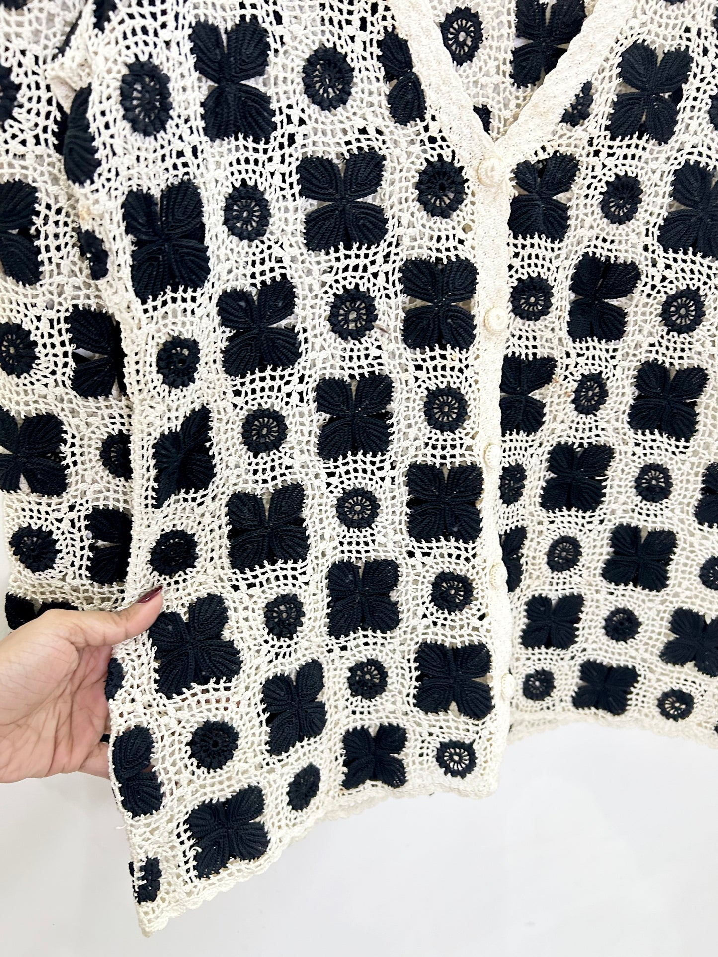Granny Square B&W Crochet Top