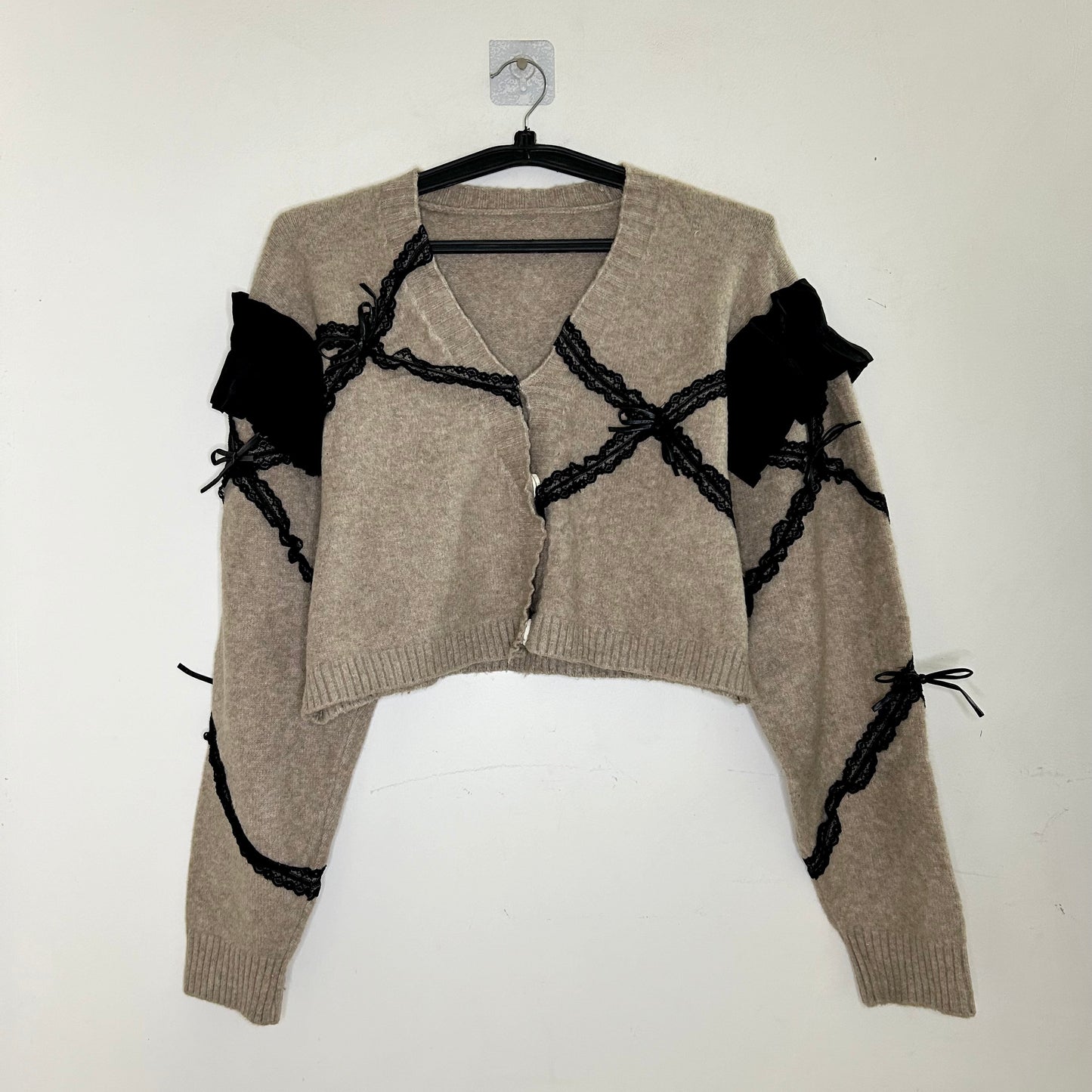 Bow and Lace Brown Cardigan