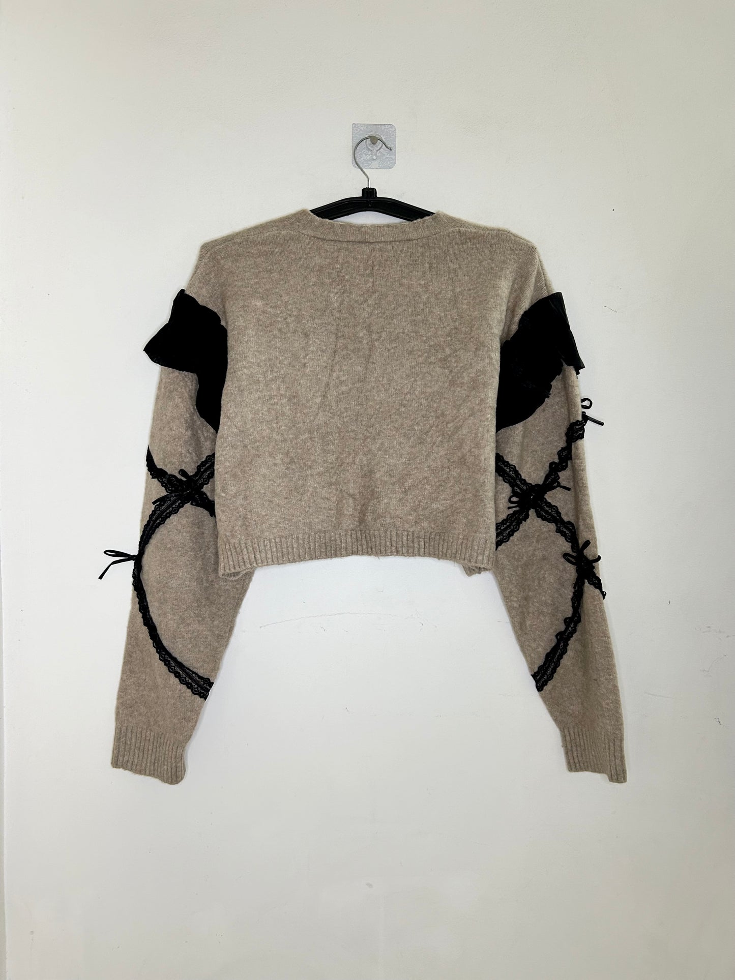 Bow and Lace Brown Cardigan