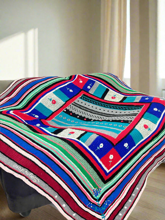 Daisy Square Crochet Throw