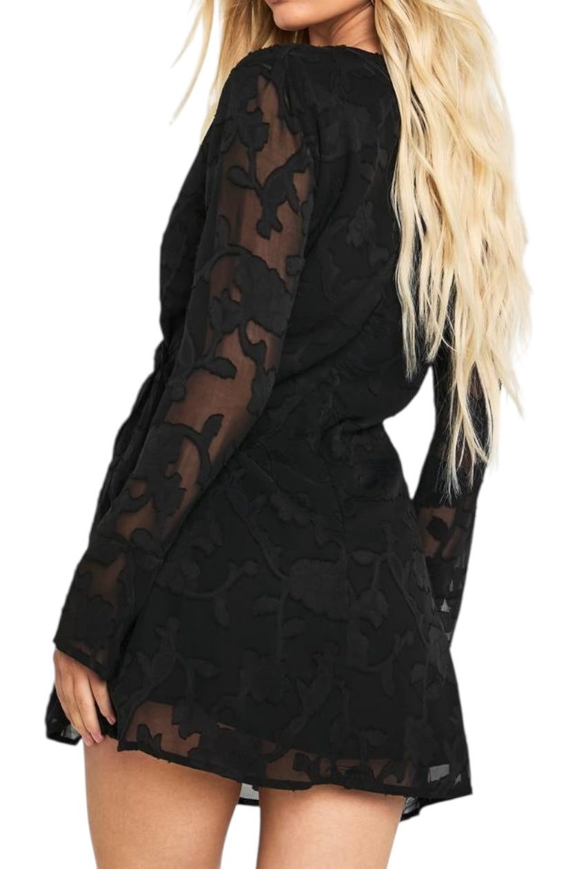 BOOHOO Black Burnout Dress