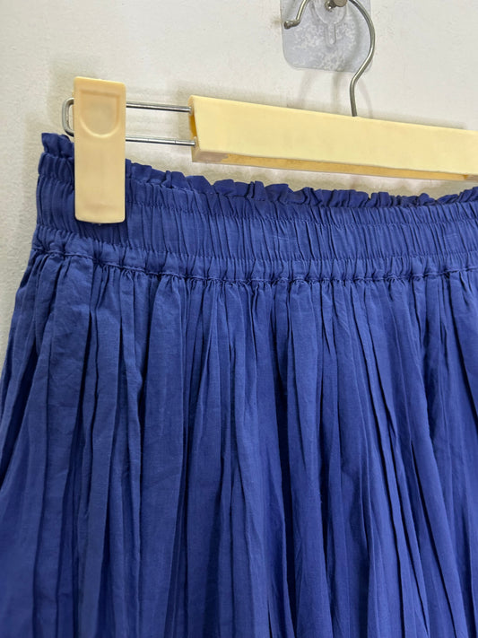 Blue Solid Cotton Skirt