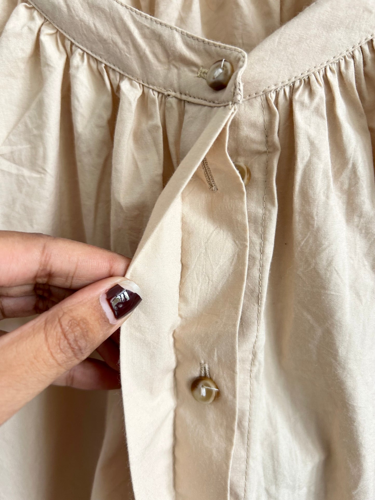 Beige Puff Sleeves Top