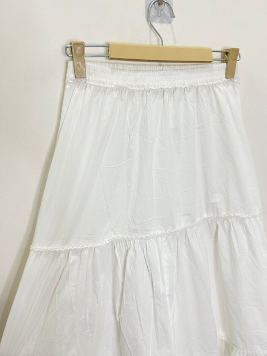 White Cotton Solid Skirt