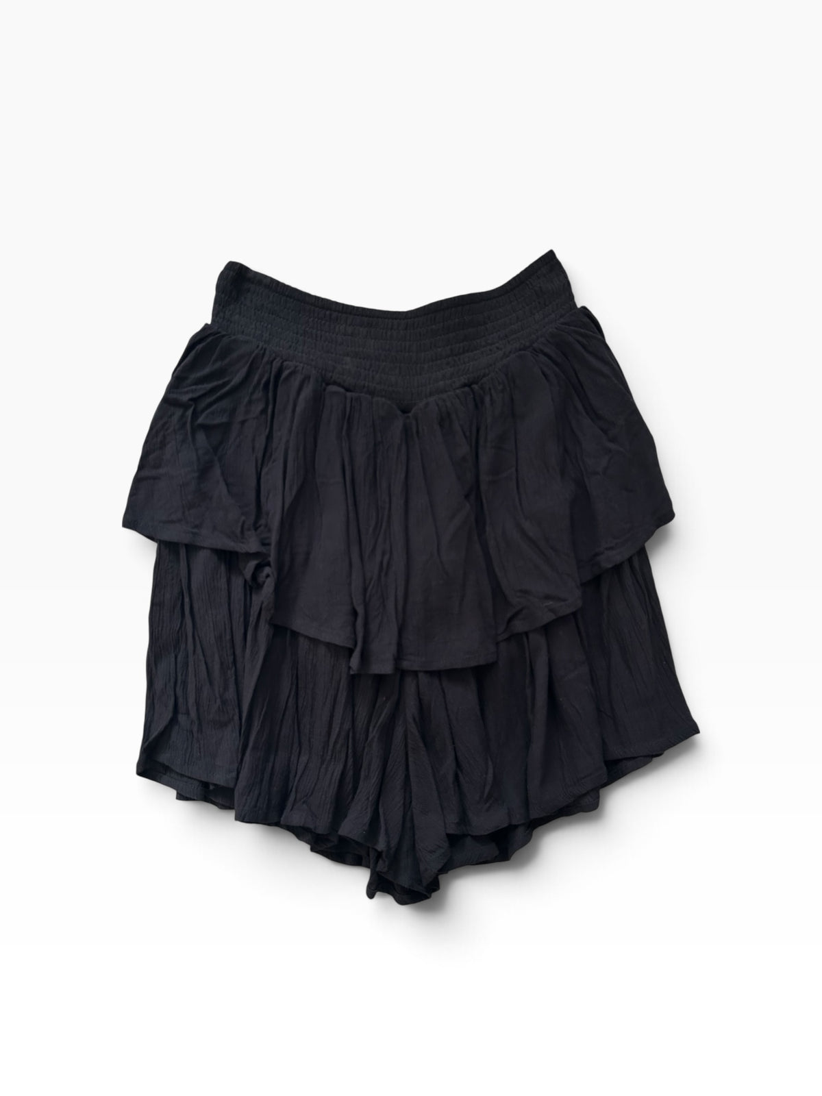 Black Ruffle Shorts: 26”