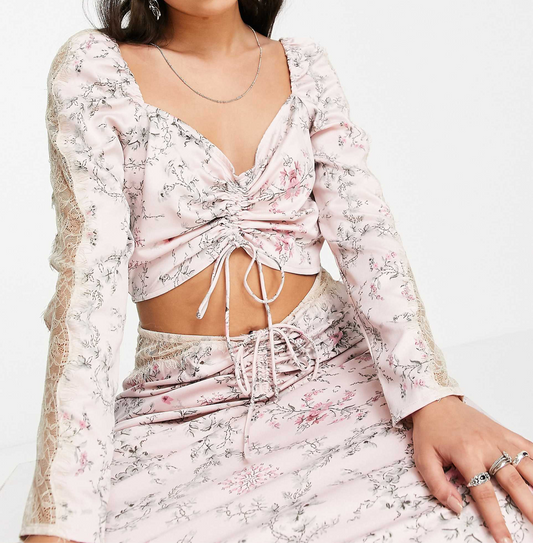 Reclaimed Vintage Satin Crop-Top : Bust- 36”