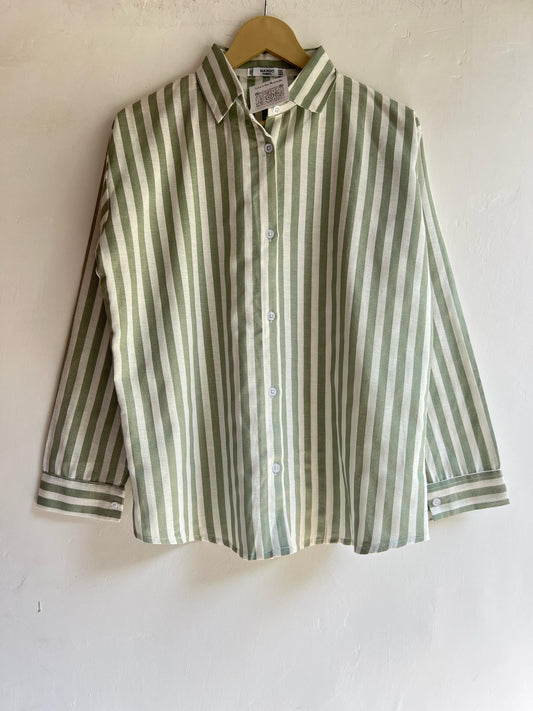 Green Cotton Striped Shirt
