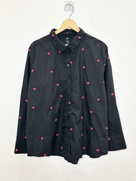 Mini Hearts Embroidered Cotton Shirt