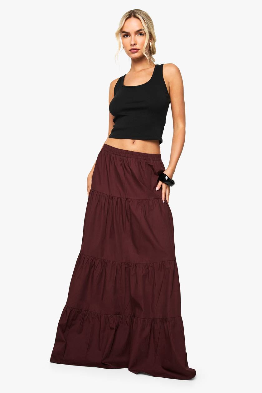 BOOHOO Cotton Brown Skirt