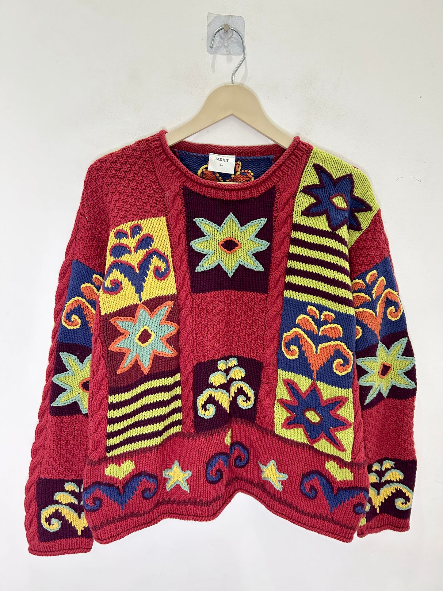 NEXT multicolored floral knit sweater.