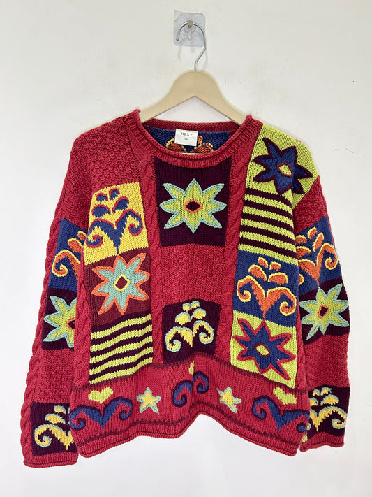 NEXT multicolored floral knit sweater.
