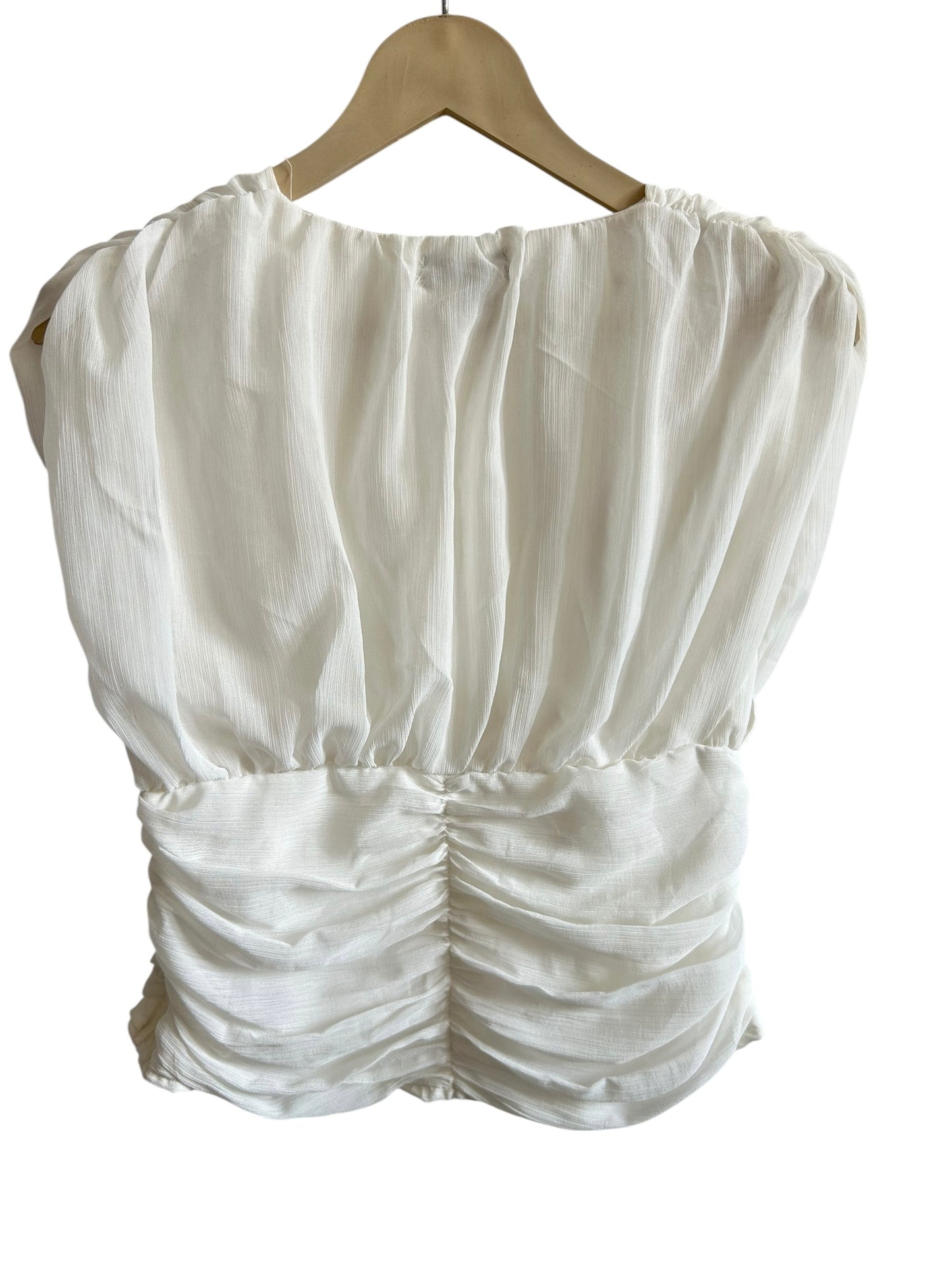 BOOHOO Pleated Chiffon Plunge Top