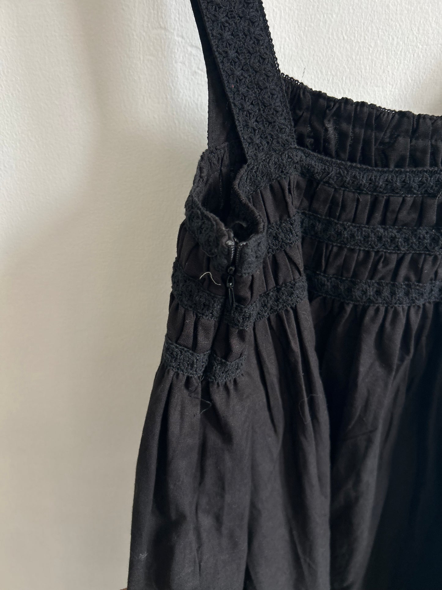 Black LINEN LOOK EMBROIDERED DETAIL MAXI DRESS (Copy)