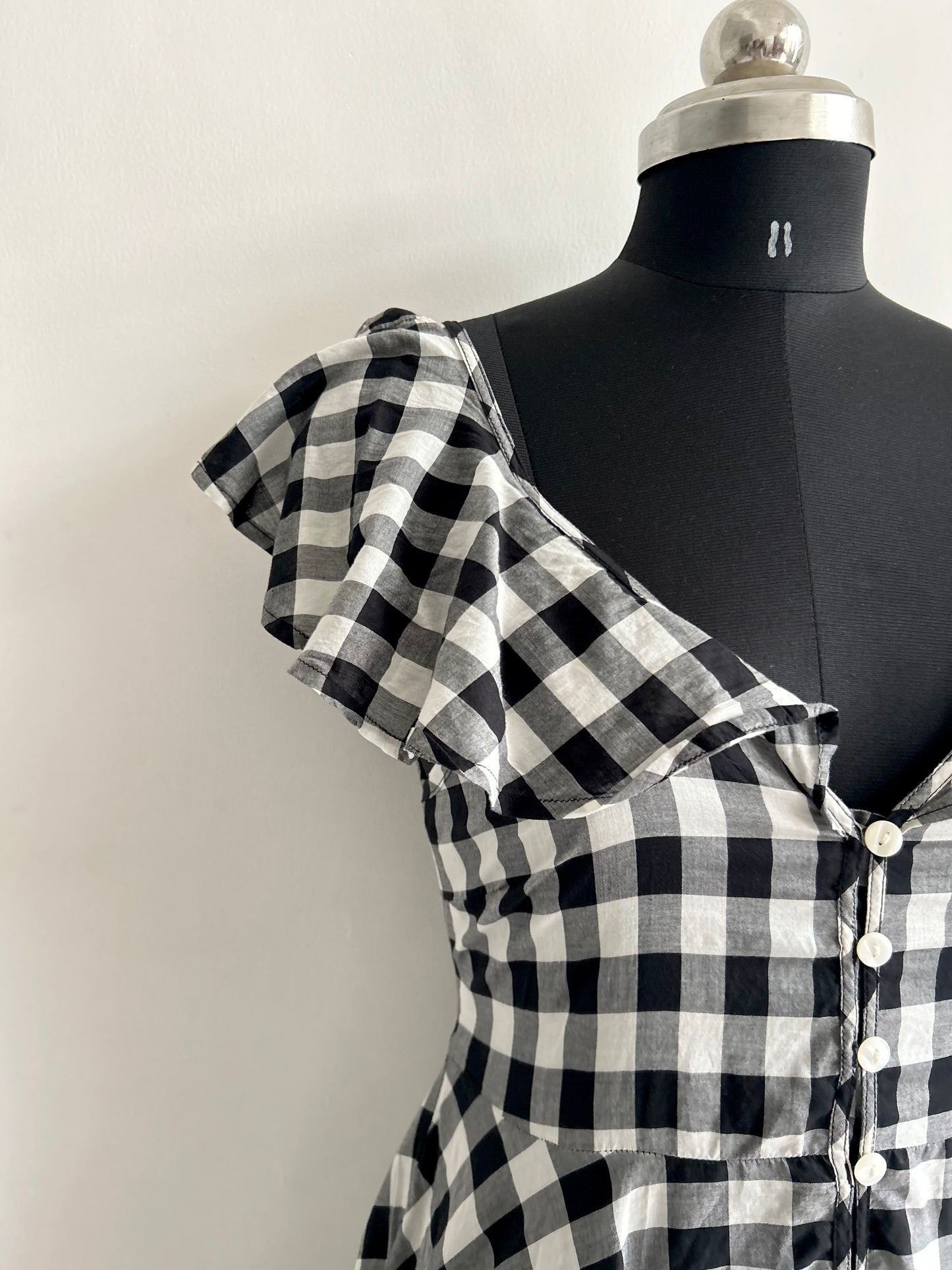 B&W Checkered Ruffle Dress