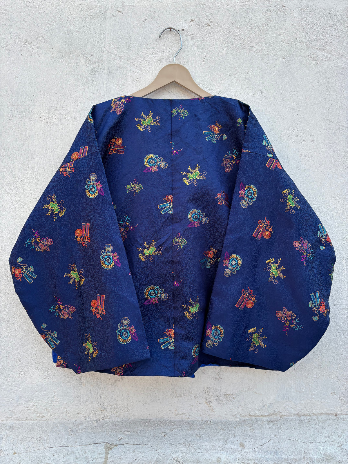 Blue Vintage Floral Jacket: 48”
