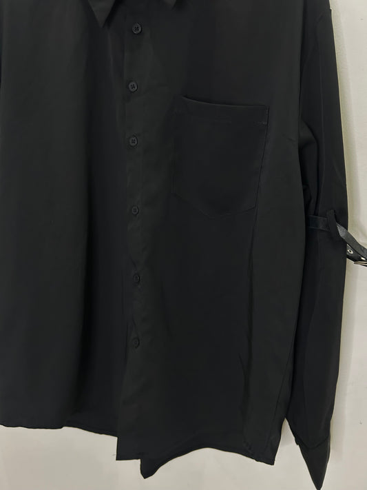 Black Solid Buckle Shirt