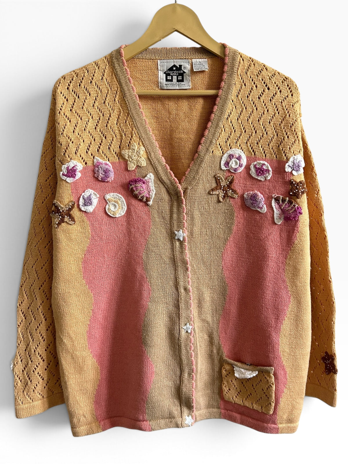 Coastal Seashell Patchwork Cardigan