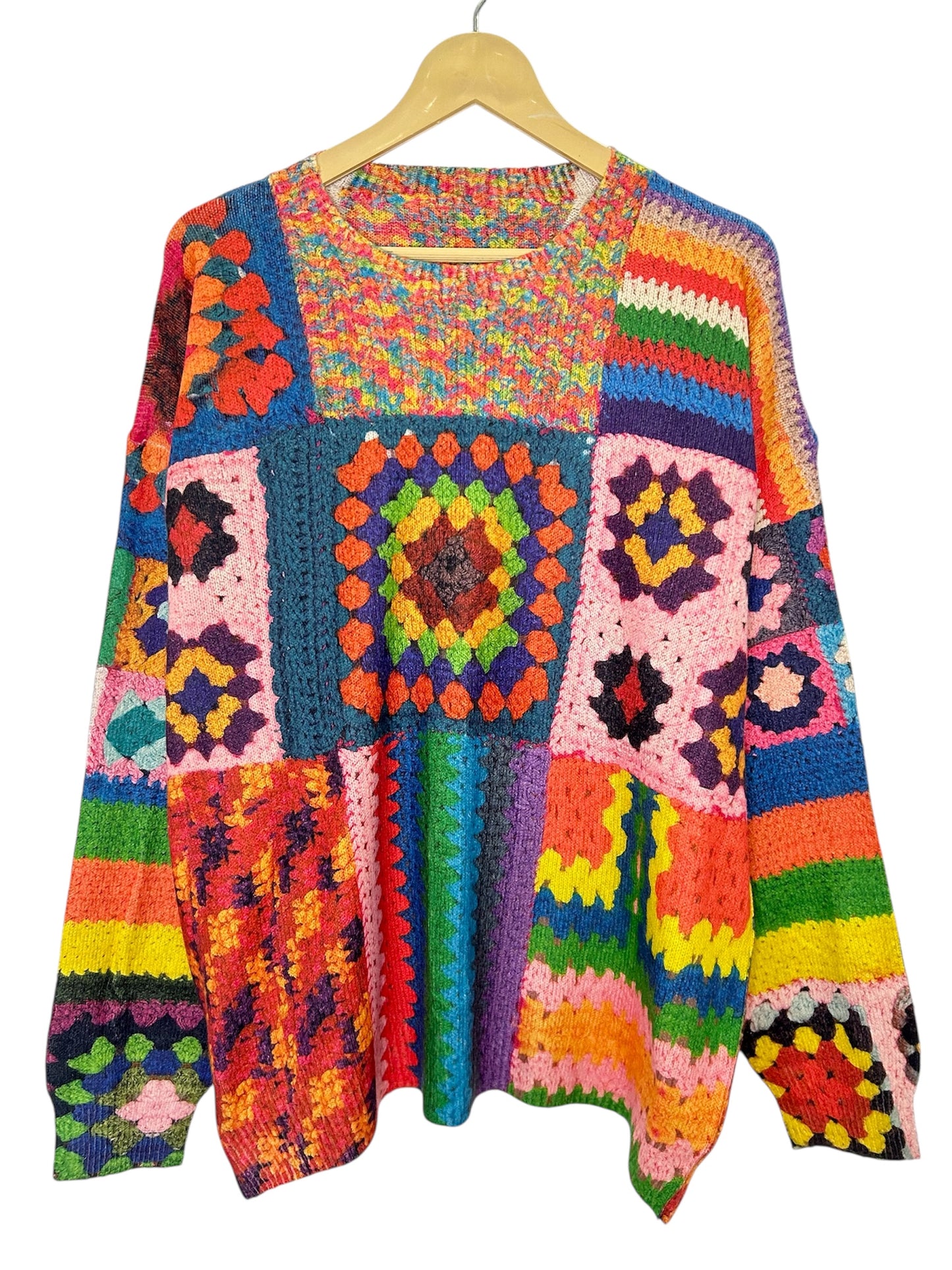 Crochet Print Sweater