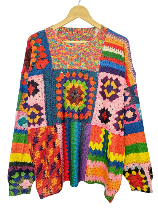 Crochet Print Sweater