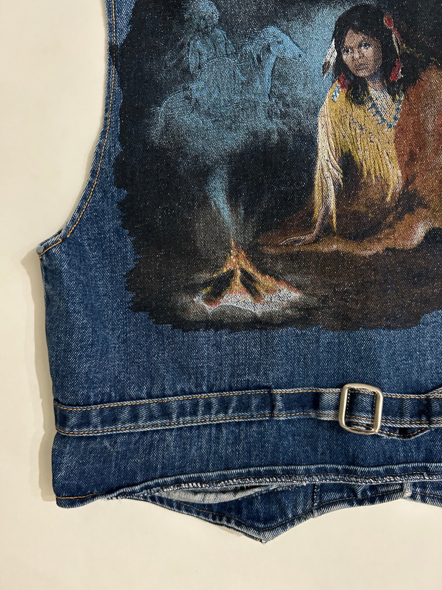 Printed Denim Vest