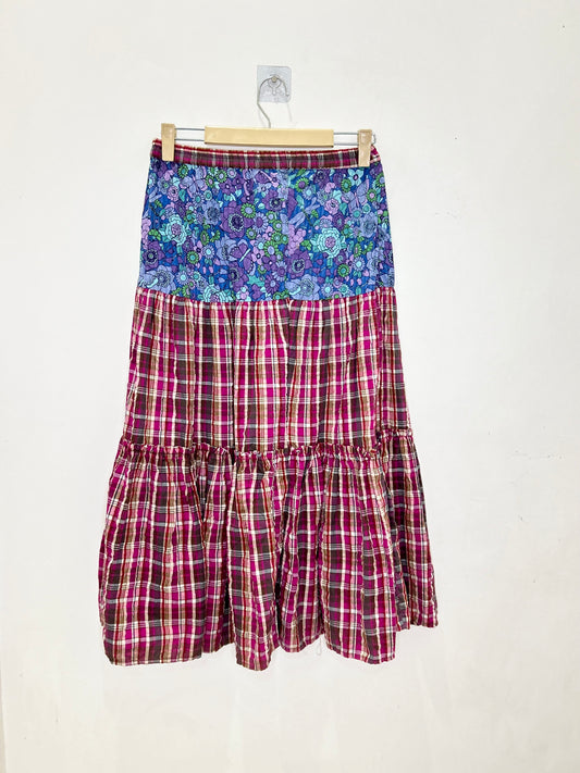 Floral Checkered Skirt