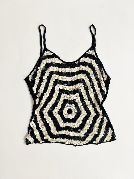 B&W Embellished Sequinned Top