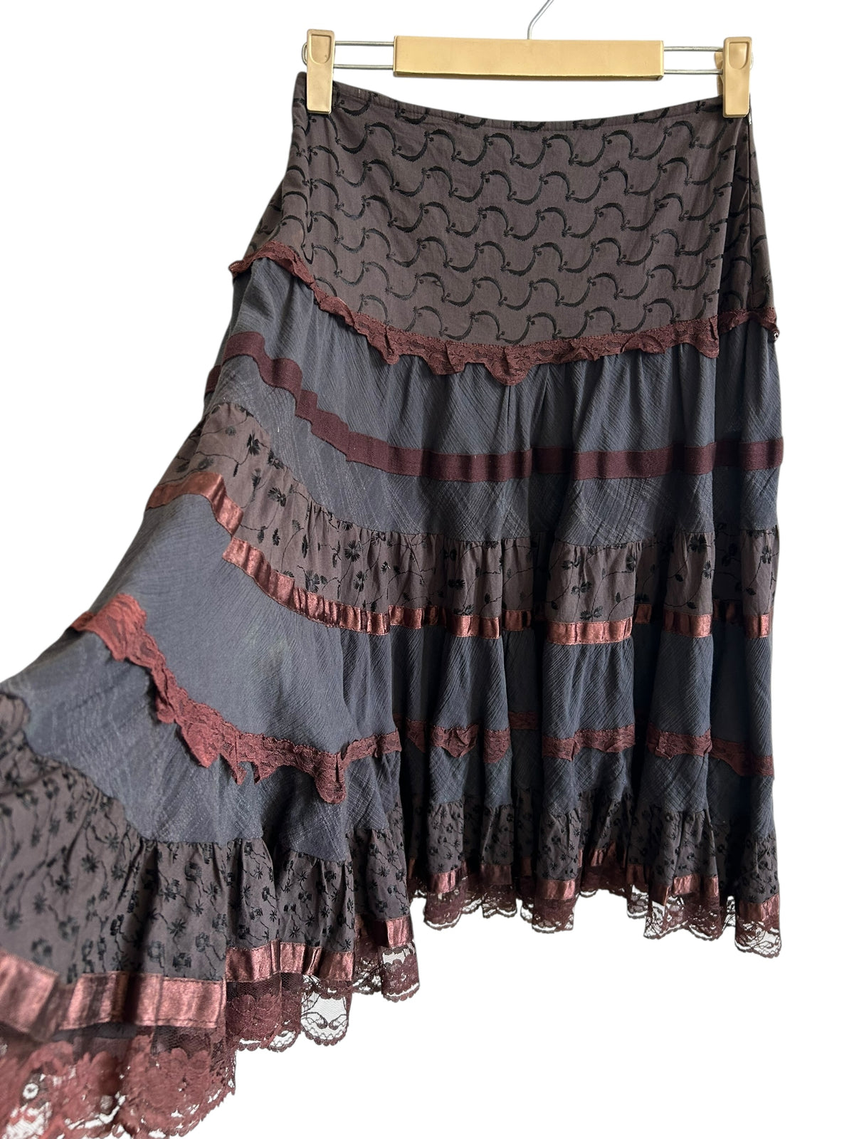 Boho Brown Ruffle Skirt