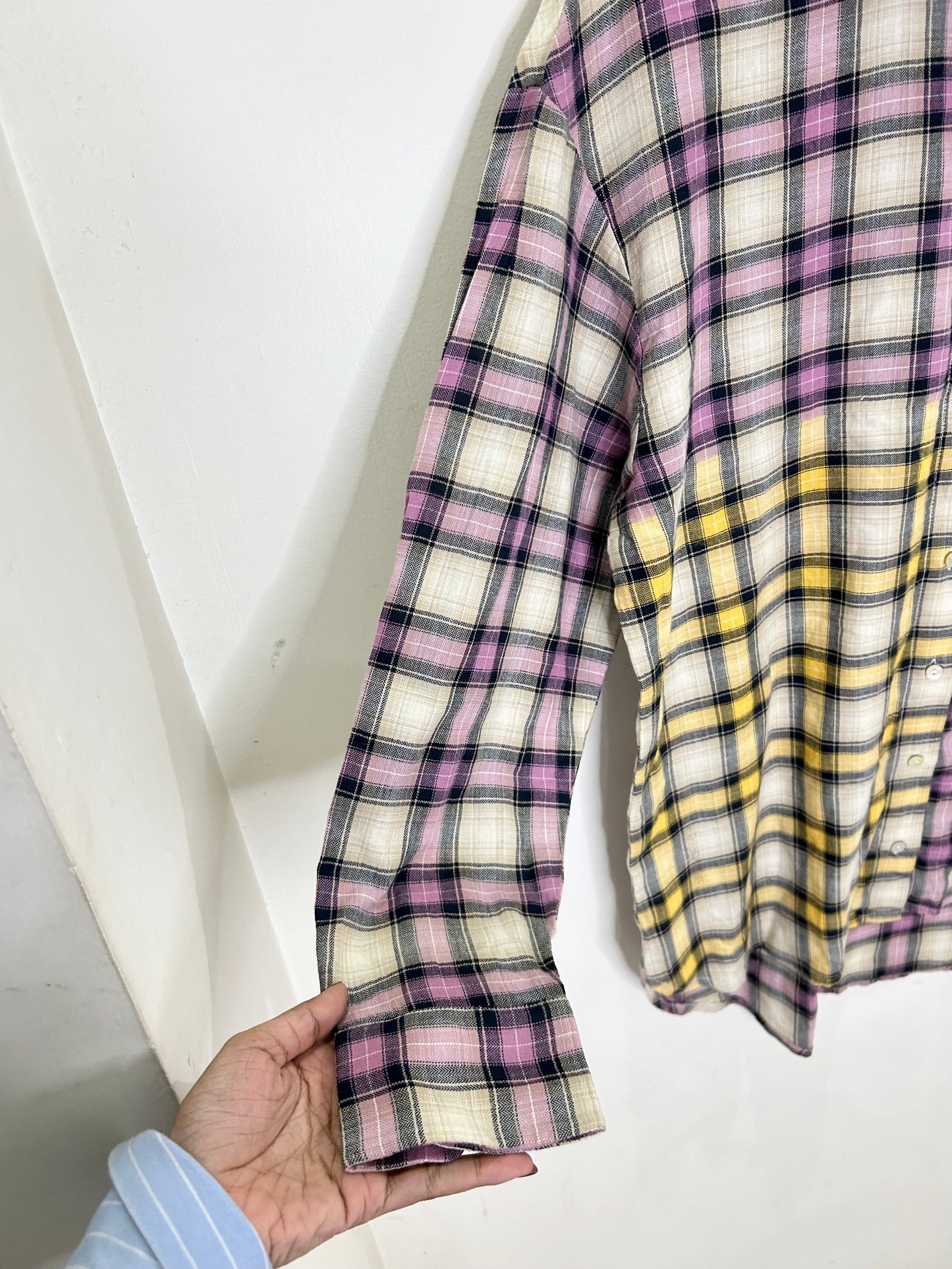 Checked Shirt with Tweed Pocket