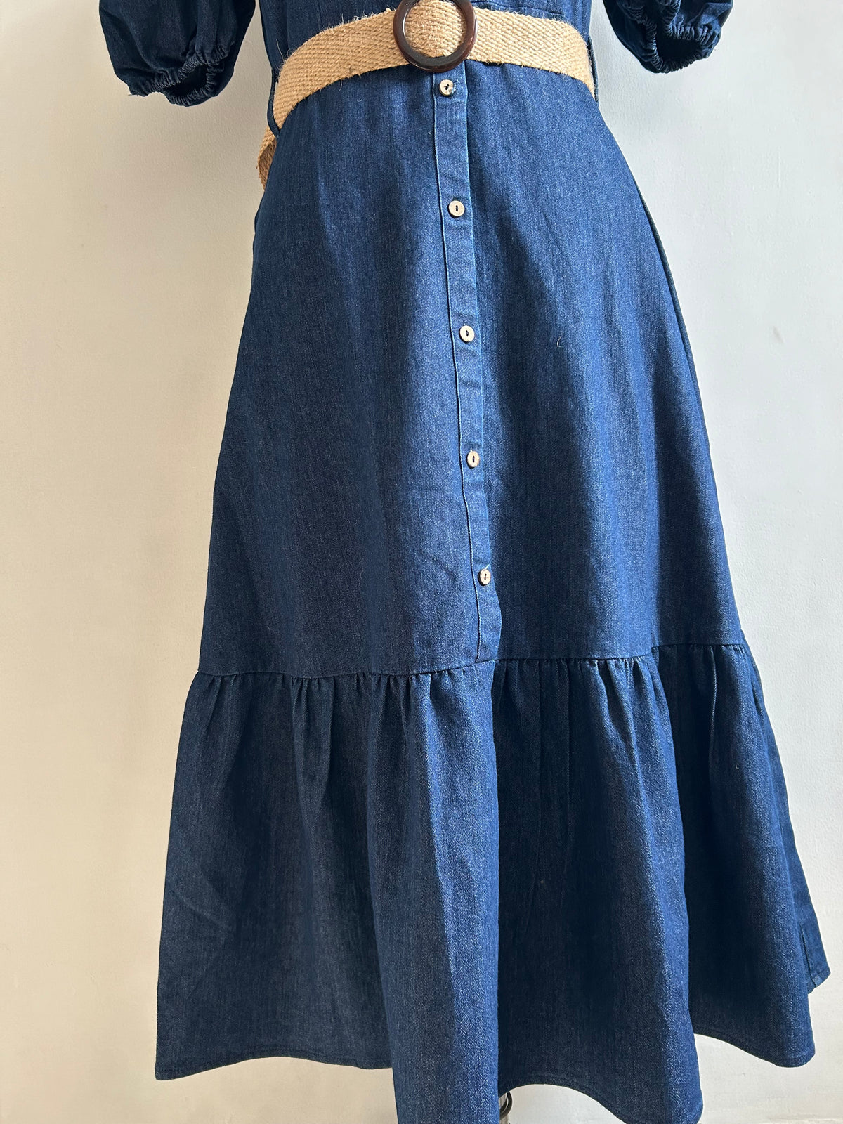 Denim Dress with Belt
