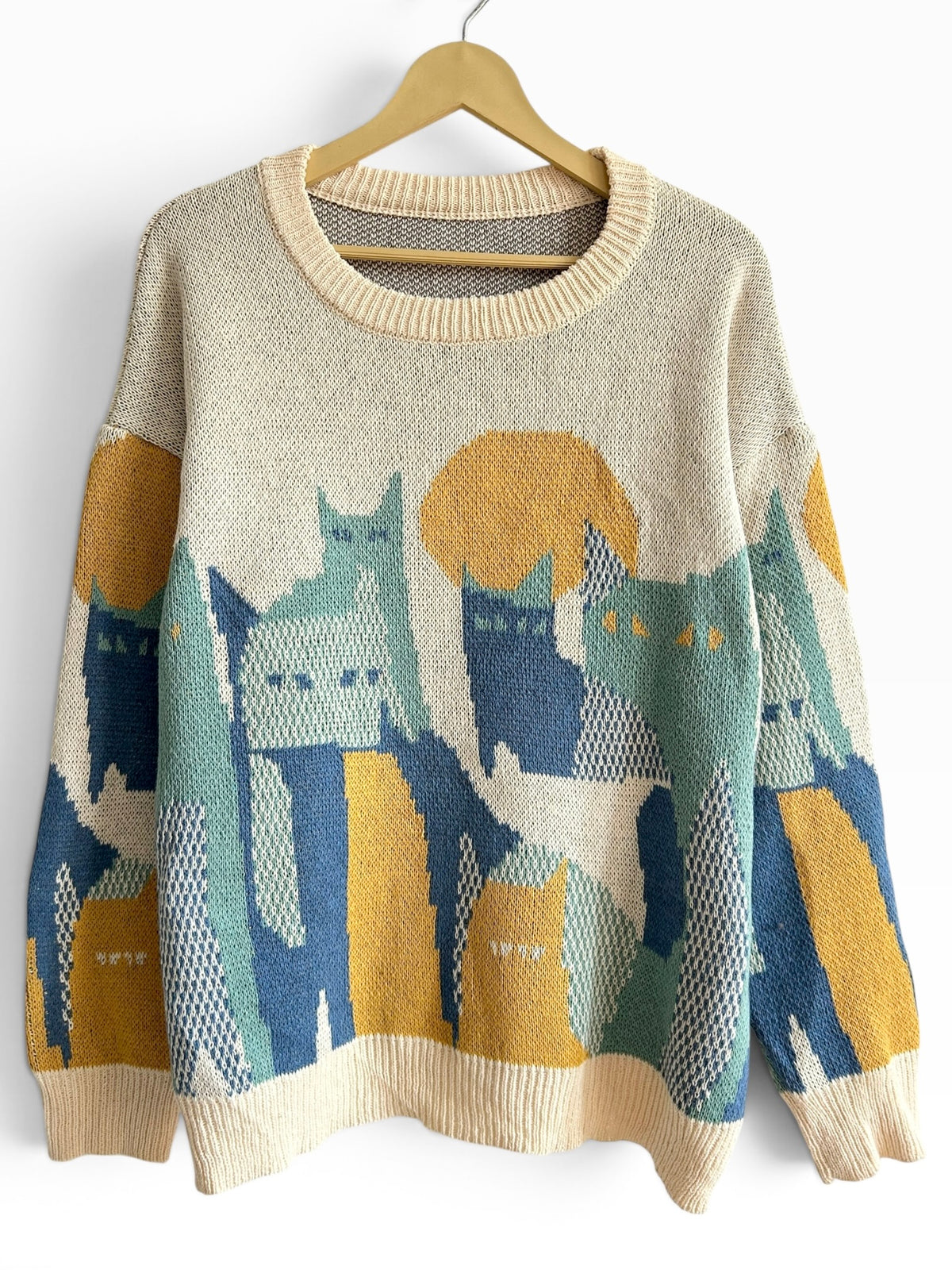Abstract Cats Knit Sweater