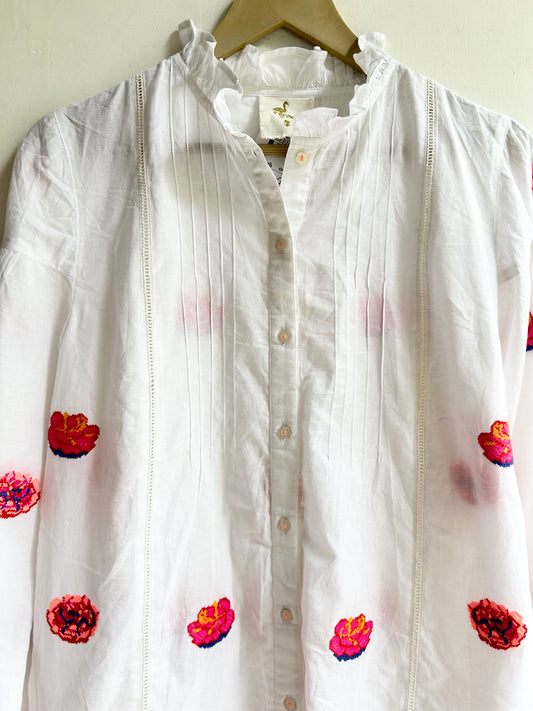 Cotton Tapestry Embroidered Shirt: Chest-38”