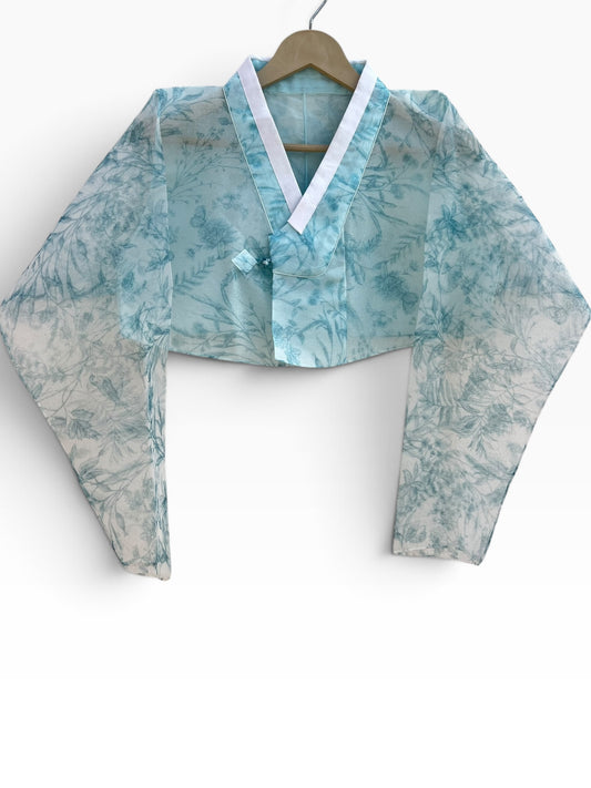 Organza Floral Hanbok Jacket: 36”