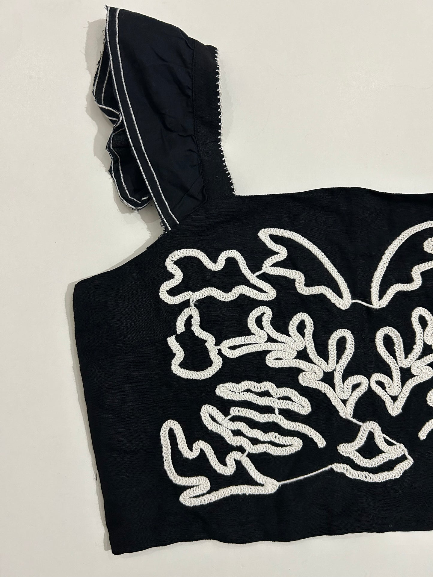 Black Embroidered Cotton Top