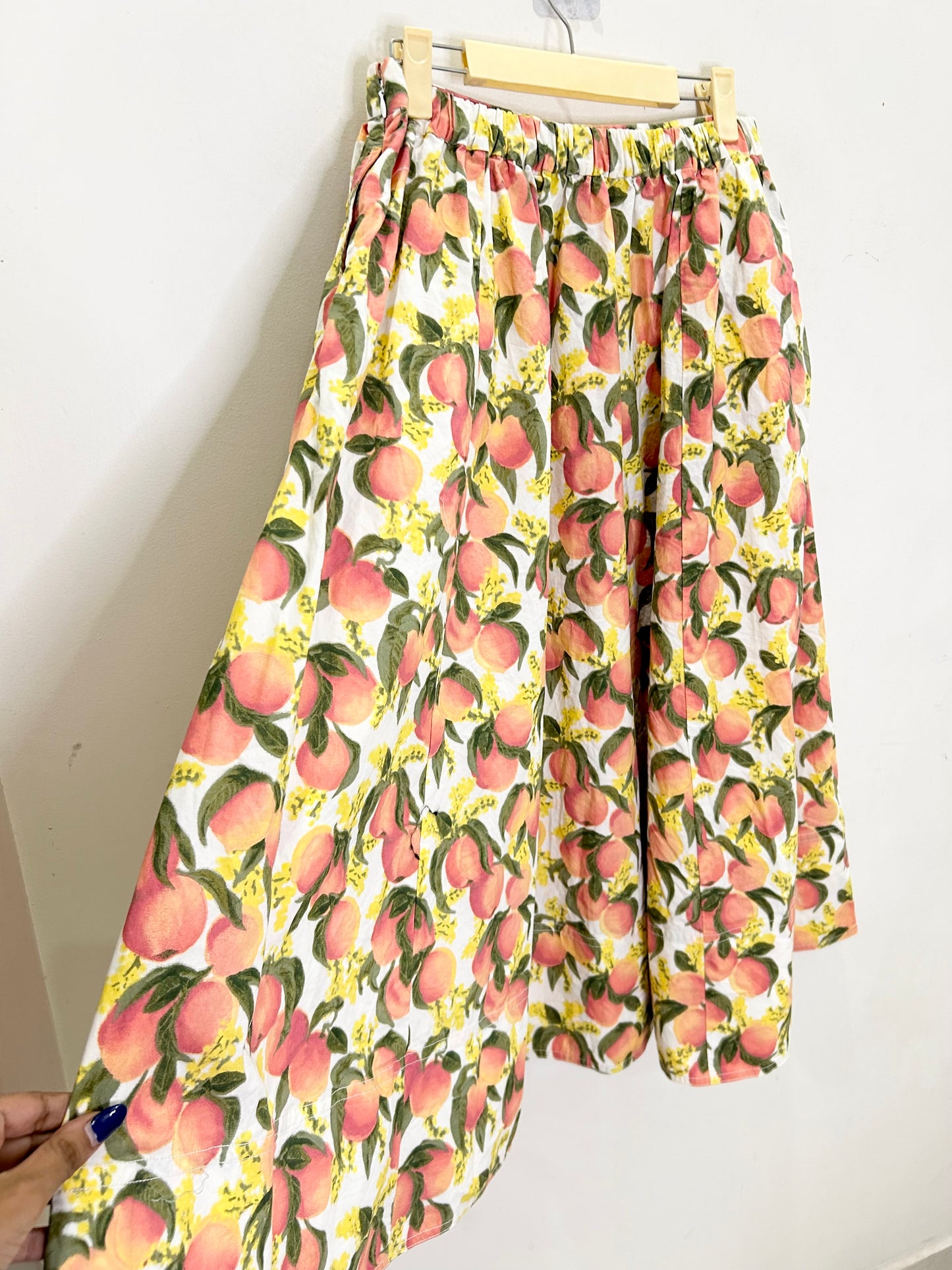 Orange Print Skirt: Waist- 28” TO 36”