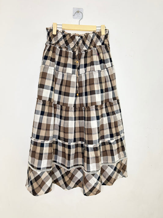 Brown Checkered Skirt