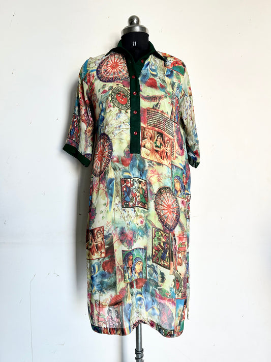 Abstract Village Print Kurta