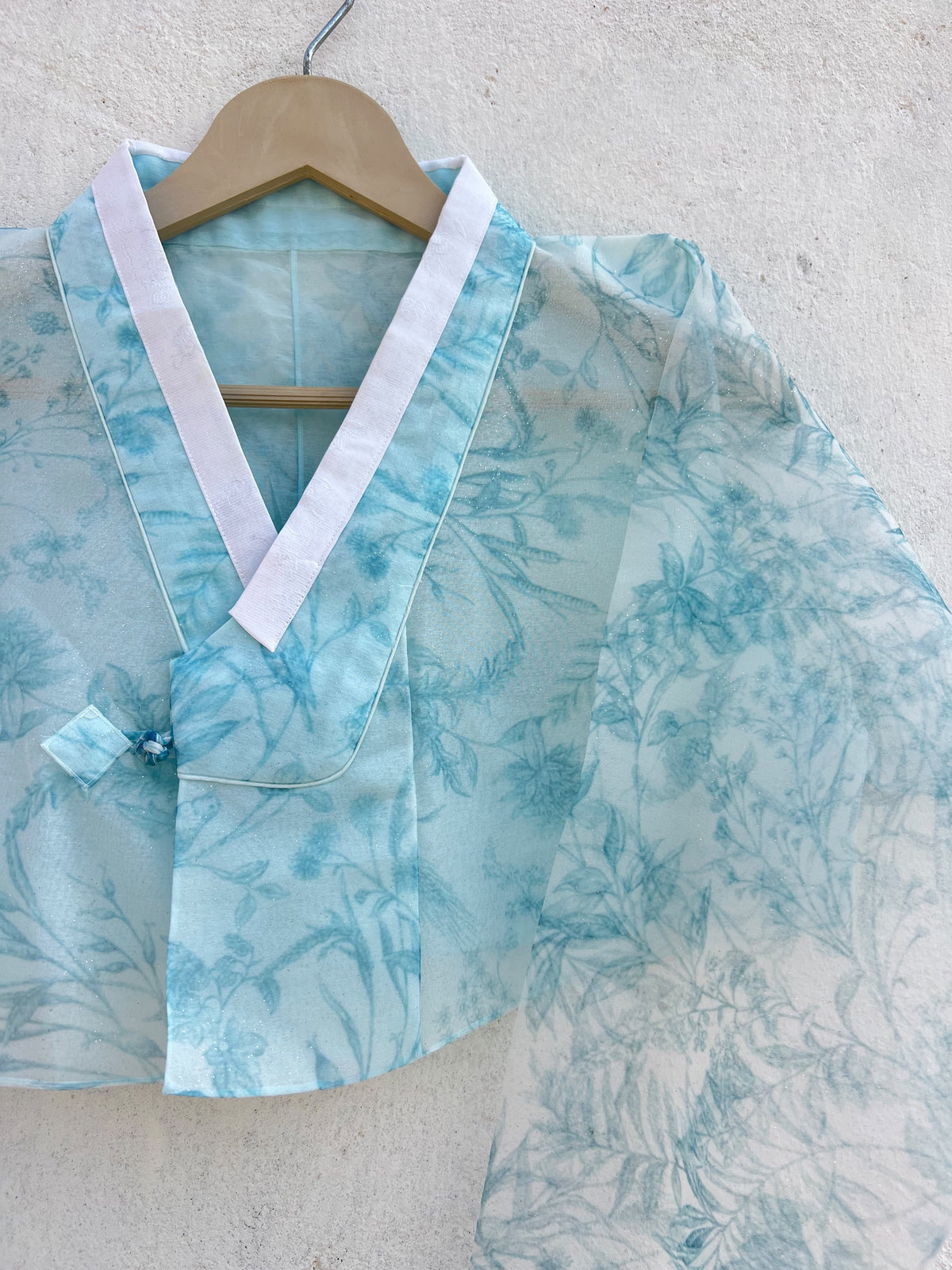 Organza Floral Hanbok Jacket: 36”