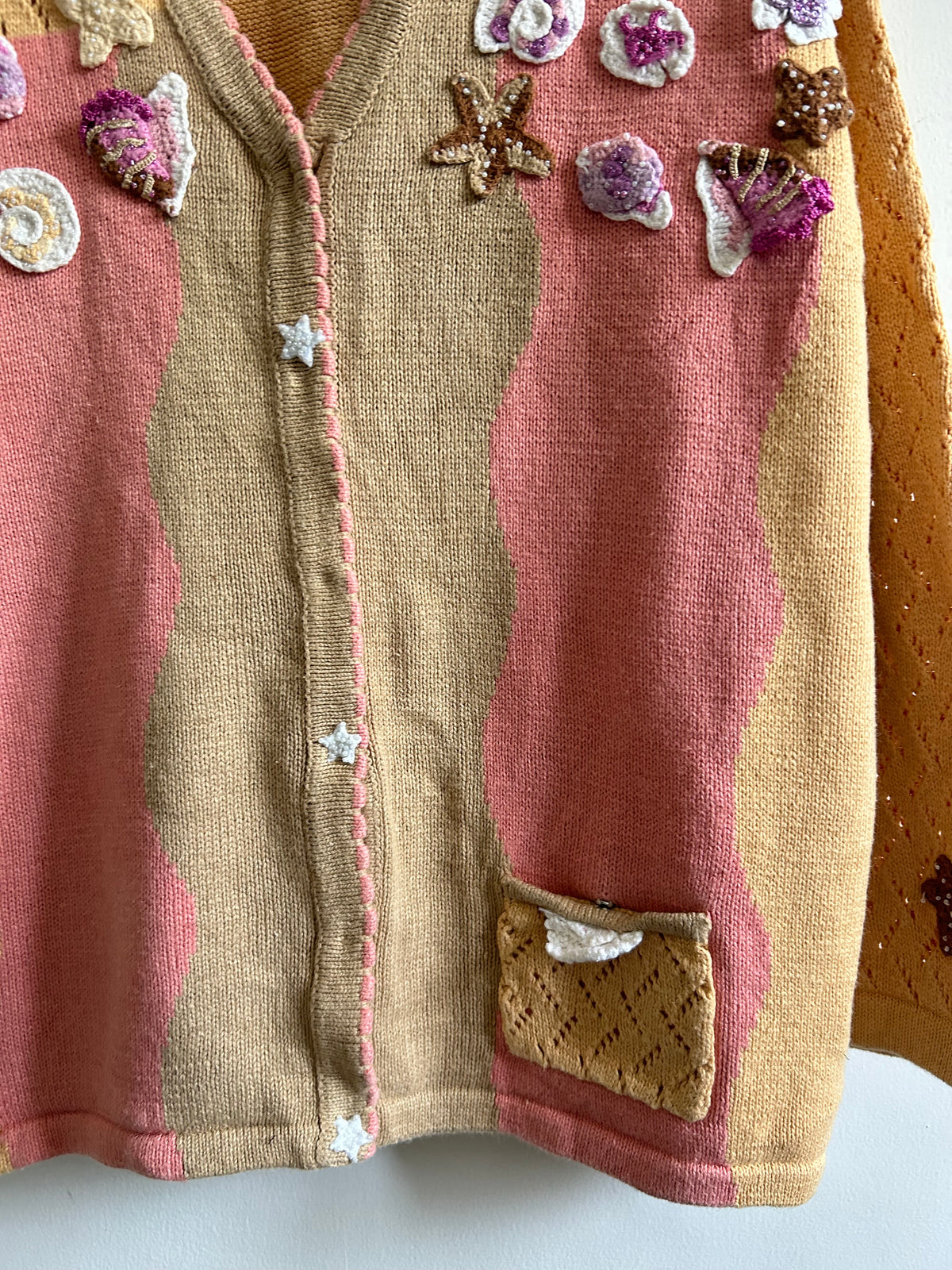 Coastal Seashell Patchwork Cardigan