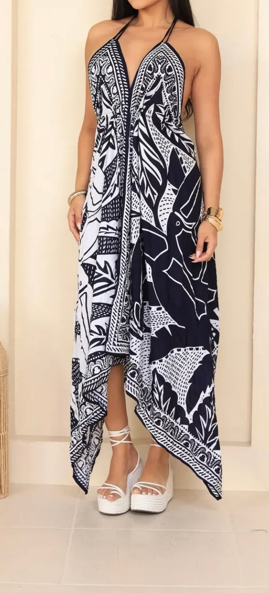 Tropical Flamingo Handkerchief Dress