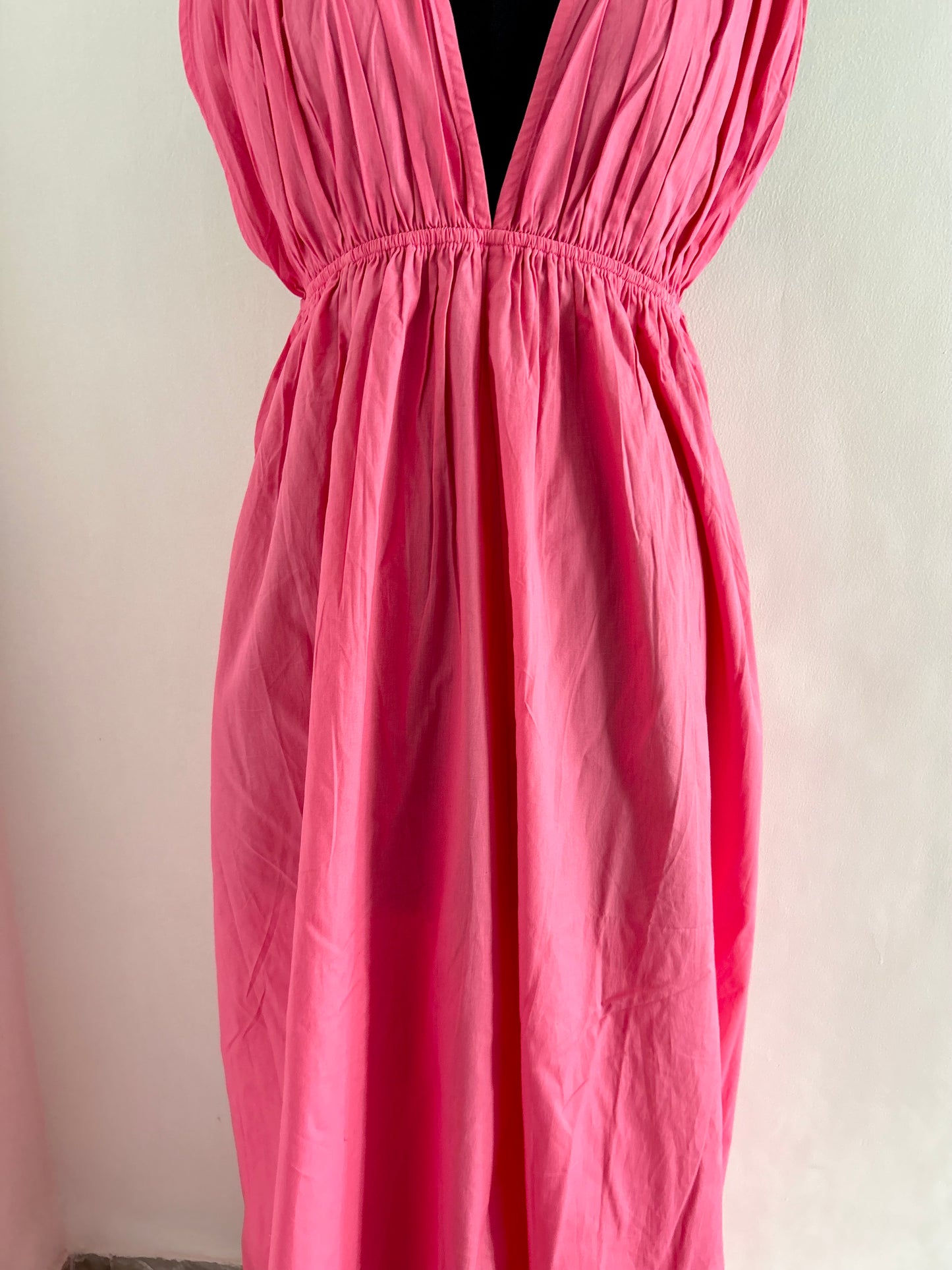 Boohoo Cotton Poplin Strappy Maxi Dress in pink