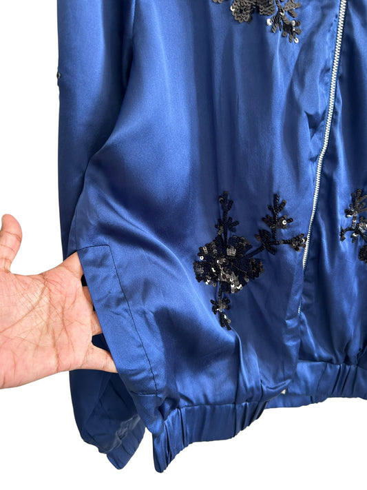 Sequinned Embellished Satin bomber jacket