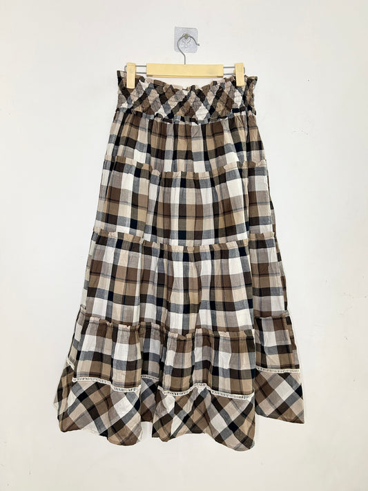 Brown Checkered Skirt